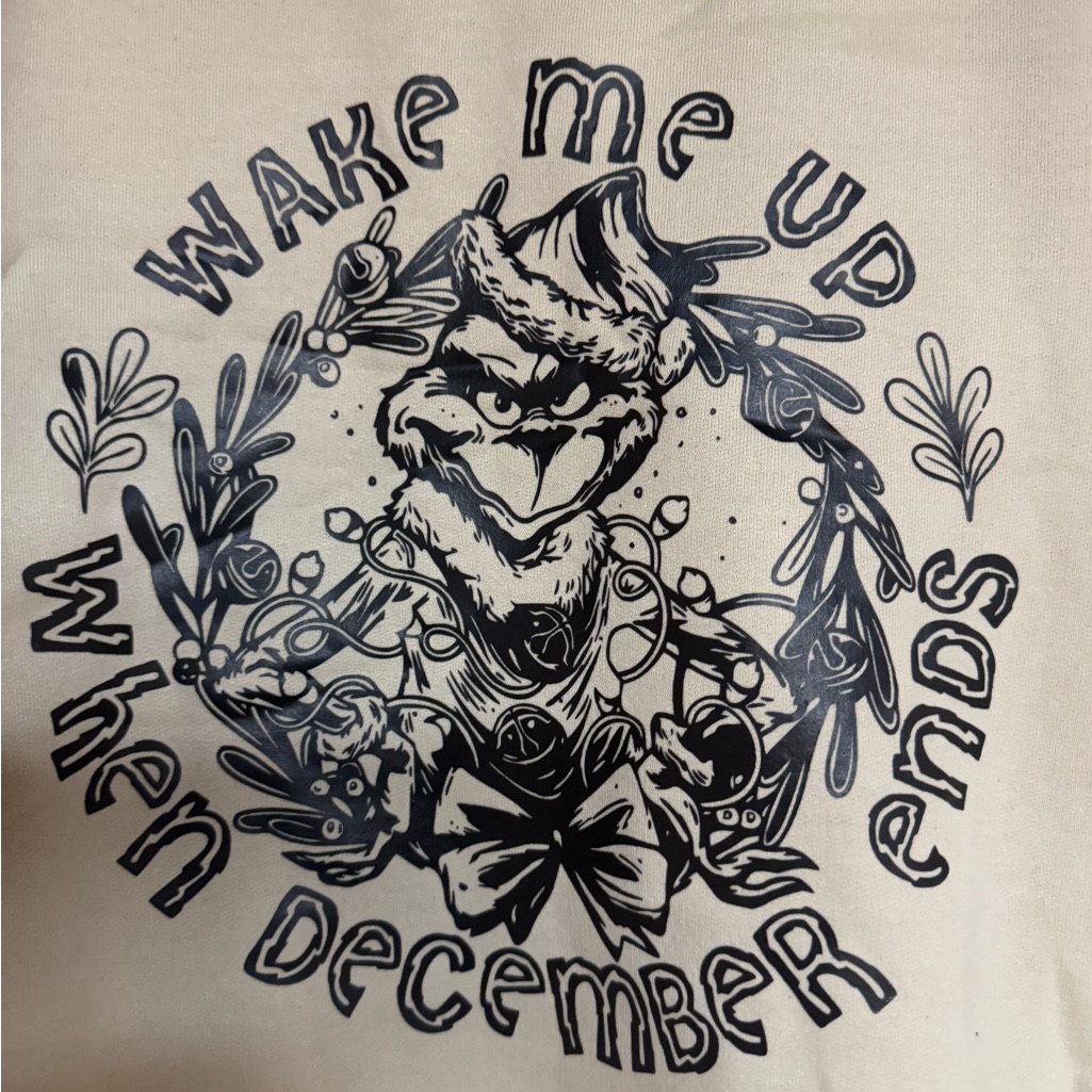 Gildan White Sweatshirt With Black Grinch Holiday Graphic